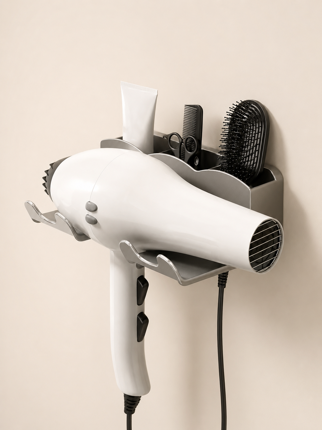 Hair dryer storage rack