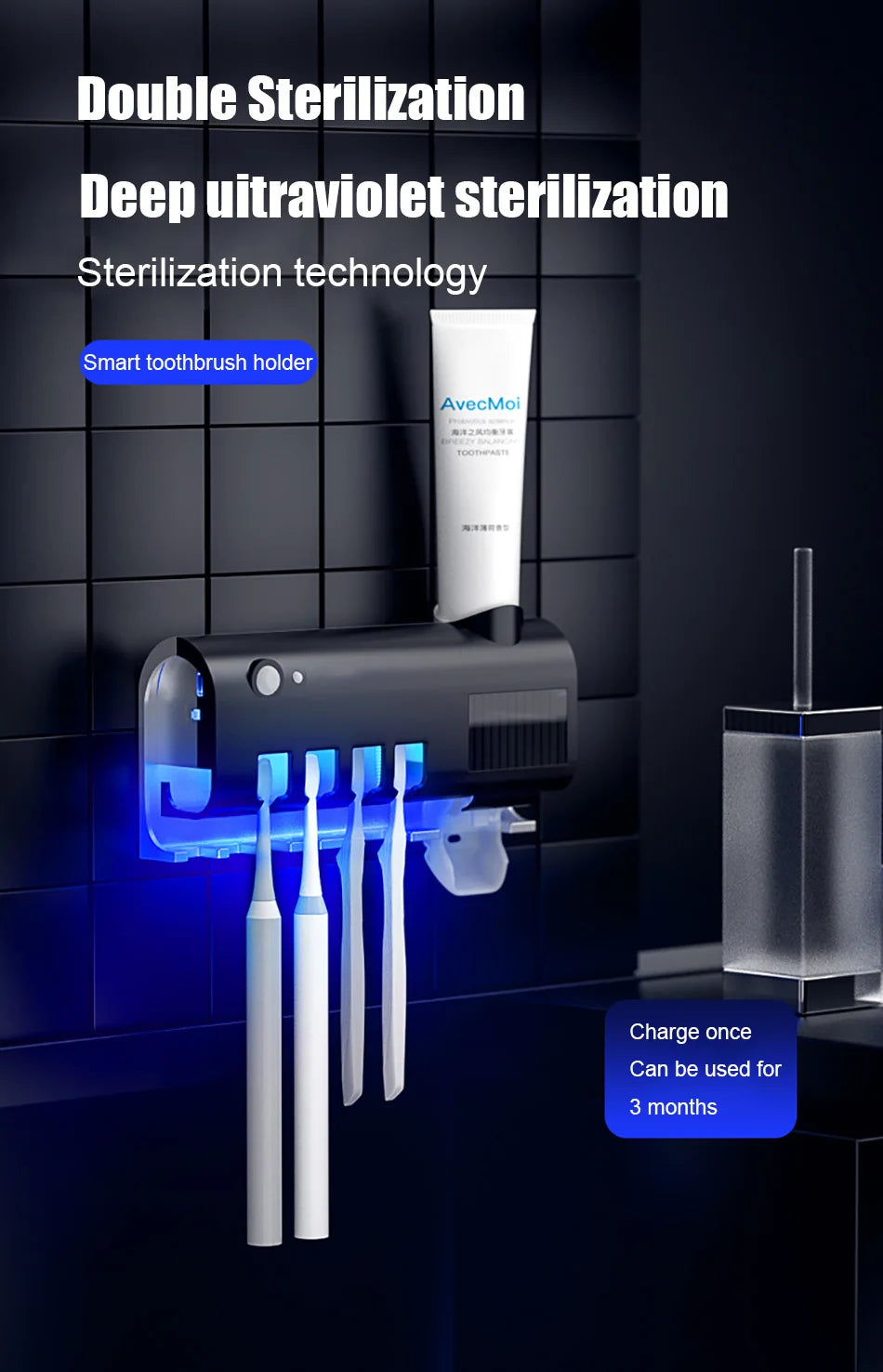 Automatic Toothpaste Solar Energy UV Toothbrush Holder Wall Toothbrush Sterilizer Dispenser Squeezers Bathroom Accessories