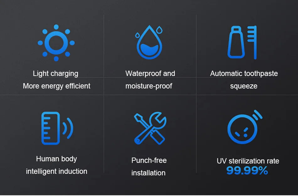 Automatic Toothpaste Solar Energy UV Toothbrush Holder Wall Toothbrush Sterilizer Dispenser Squeezers Bathroom Accessories