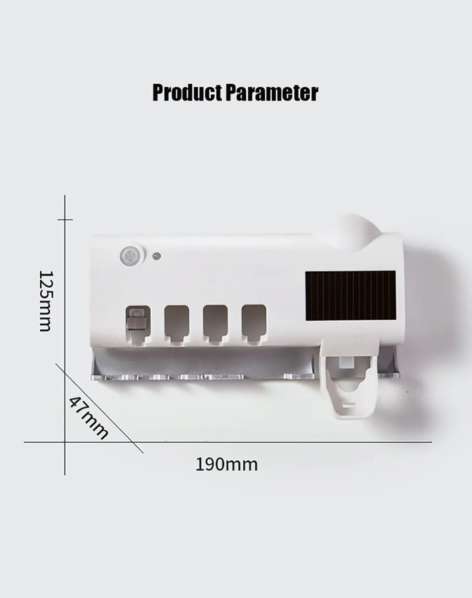 Automatic Toothpaste Solar Energy UV Toothbrush Holder Wall Toothbrush Sterilizer Dispenser Squeezers Bathroom Accessories