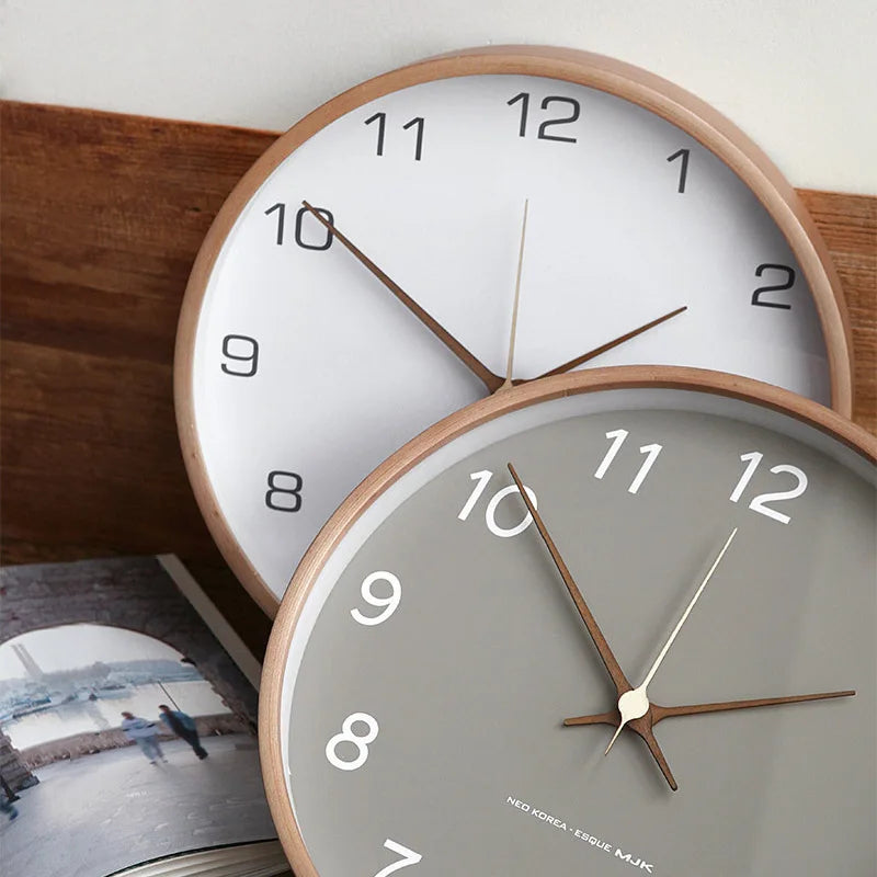 Nordic Solid Wood Wall Clock Modern Simple Creative Clocks Chinese Fashion Personality Wall Clock Living Room Bedroom Home Decor