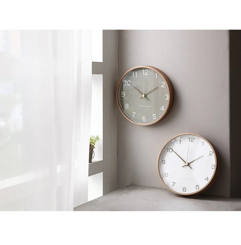 Nordic Solid Wood Wall Clock Modern Simple Creative Clocks Chinese Fashion Personality Wall Clock Living Room Bedroom Home Decor