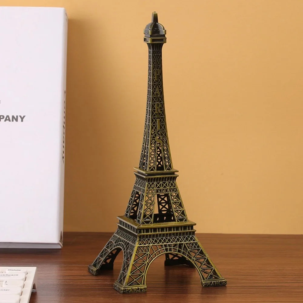 Metal Eiffel Tower Statue Bronze Exquisite Design Eiffel Tower Decorative Ornaments 7 Sizes with Box Architectural Collectibles