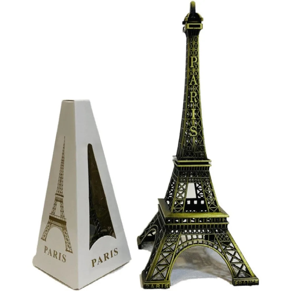 Metal Eiffel Tower Statue Bronze Exquisite Design Eiffel Tower Decorative Ornaments 7 Sizes with Box Architectural Collectibles