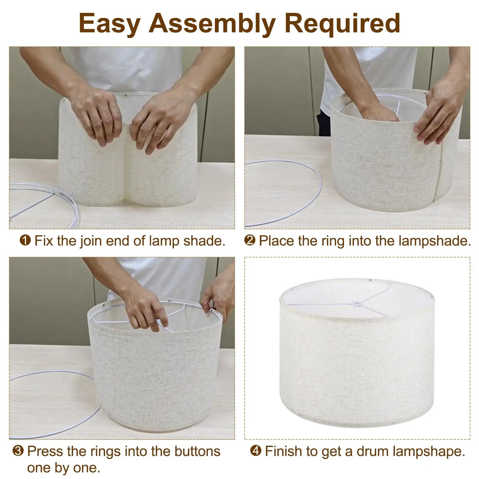 Drum Lamp Shades for Table Lamp/ Floor Lamp 10.24' Top X 10.24' Bottom X 7.09' High Linen Lampshade Lamp Shade,Assembly Required