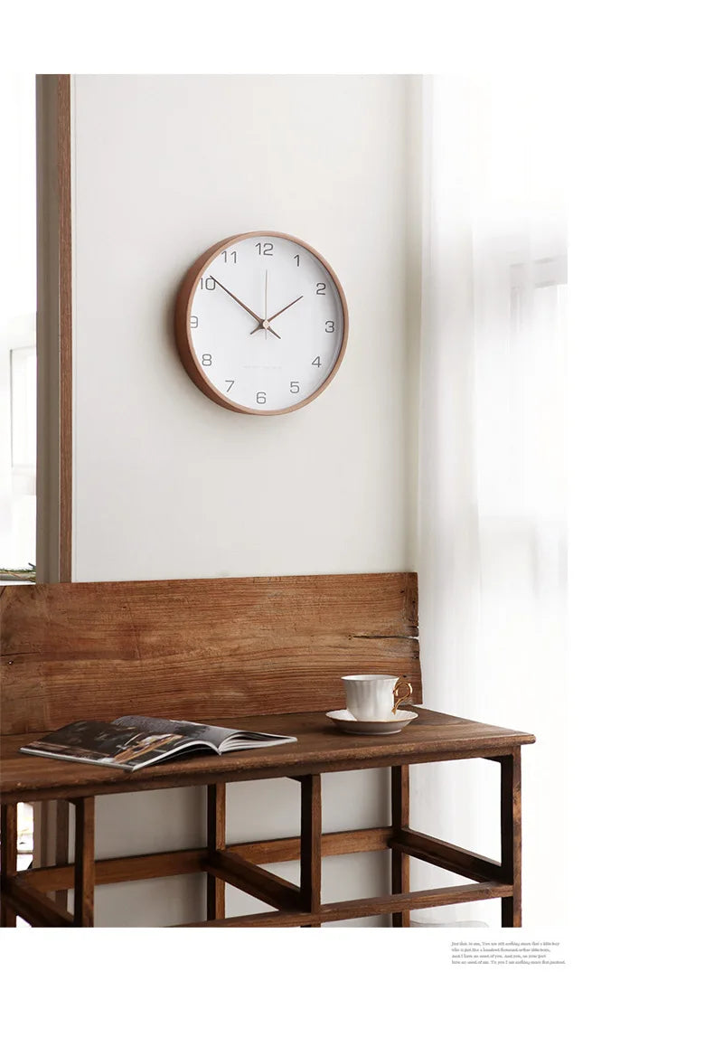 Nordic Solid Wood Wall Clock Modern Simple Creative Clocks Chinese Fashion Personality Wall Clock Living Room Bedroom Home Decor