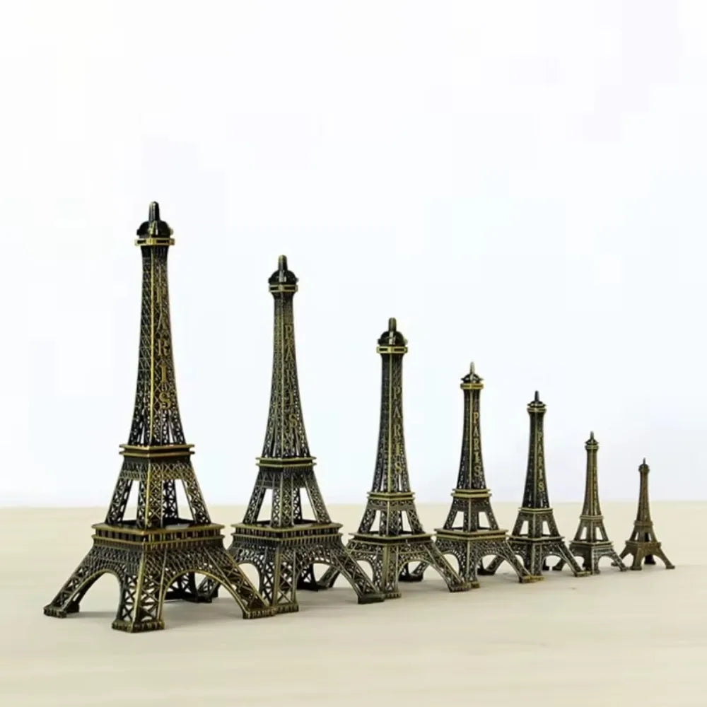 Metal Eiffel Tower Statue Bronze Exquisite Design Eiffel Tower Decorative Ornaments 7 Sizes with Box Architectural Collectibles