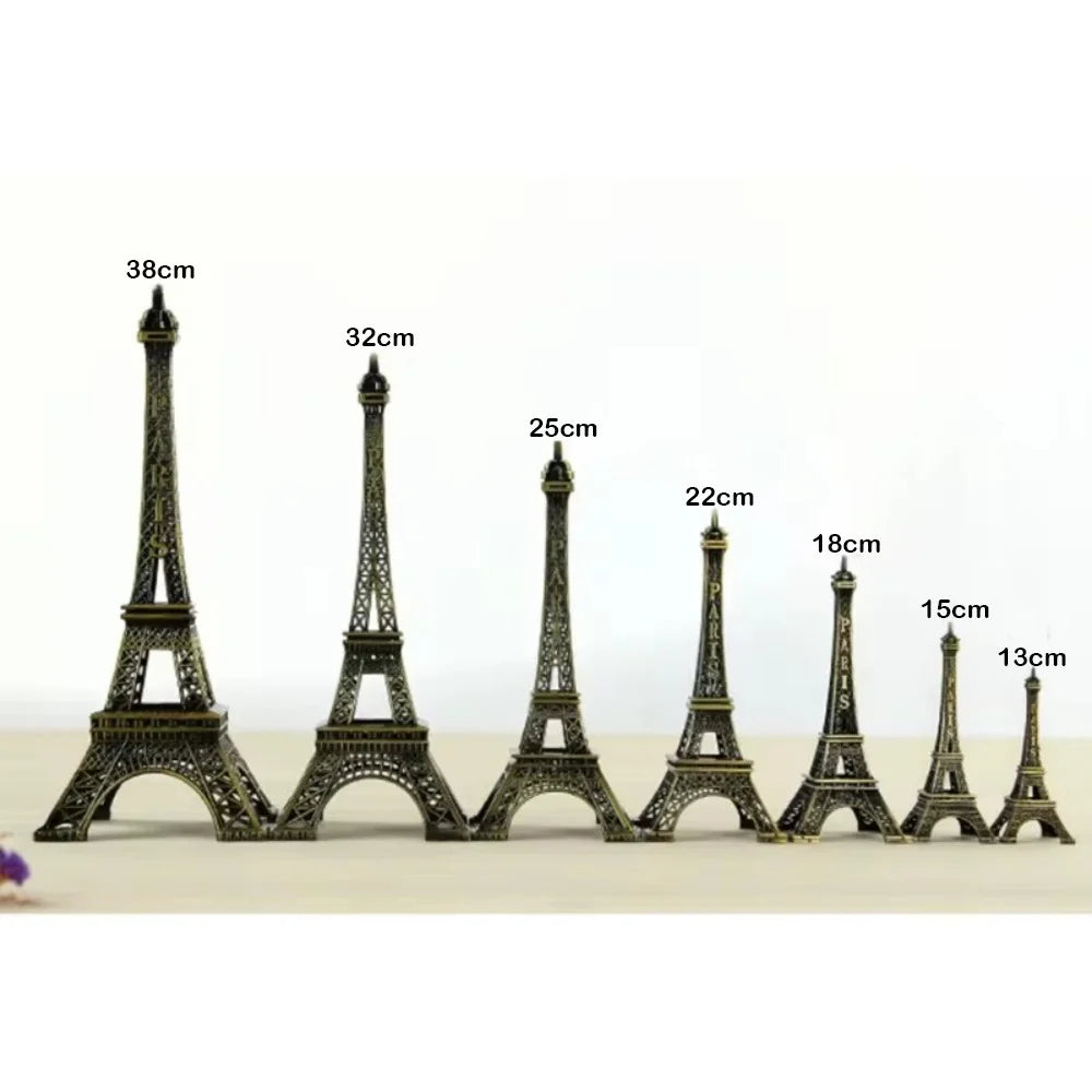 Metal Eiffel Tower Statue Bronze Exquisite Design Eiffel Tower Decorative Ornaments 7 Sizes with Box Architectural Collectibles
