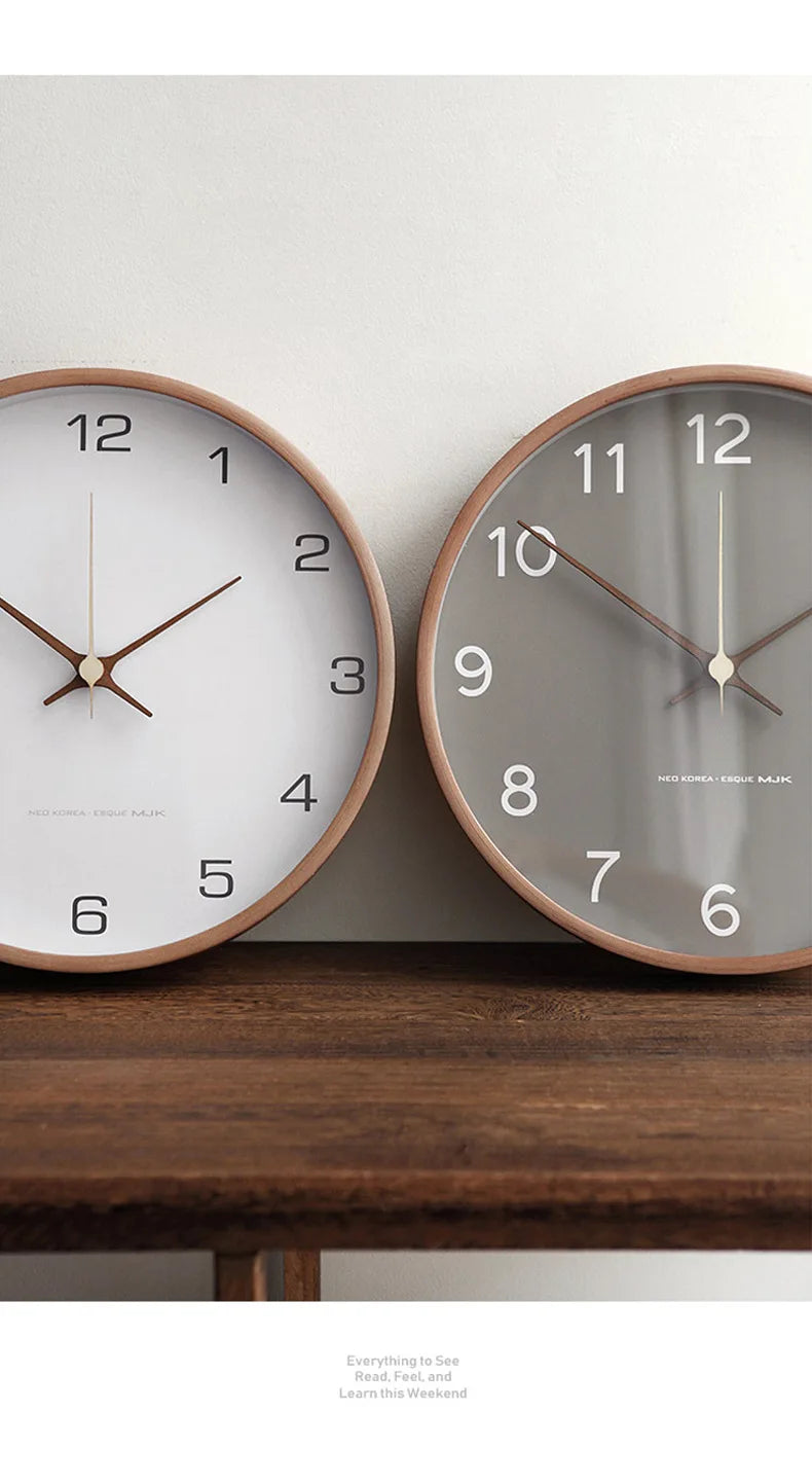 Nordic Solid Wood Wall Clock Modern Simple Creative Clocks Chinese Fashion Personality Wall Clock Living Room Bedroom Home Decor