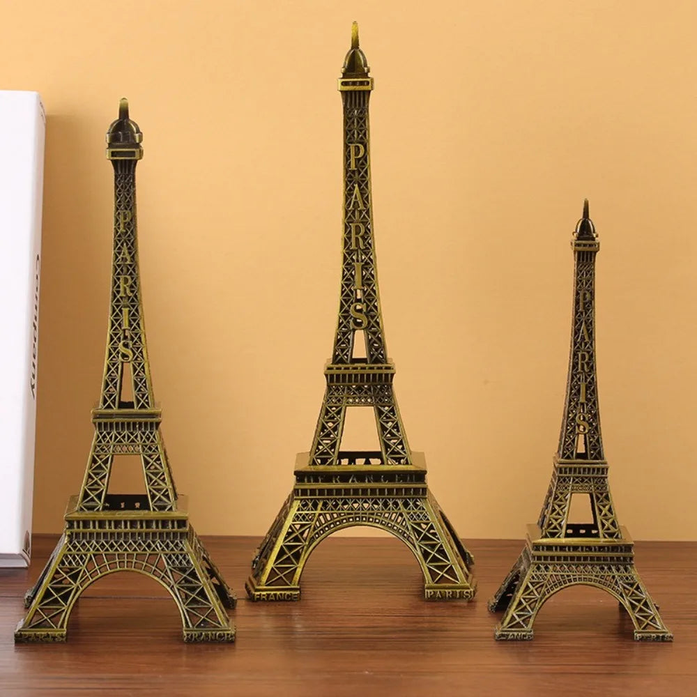 Metal Eiffel Tower Statue Bronze Exquisite Design Eiffel Tower Decorative Ornaments 7 Sizes with Box Architectural Collectibles