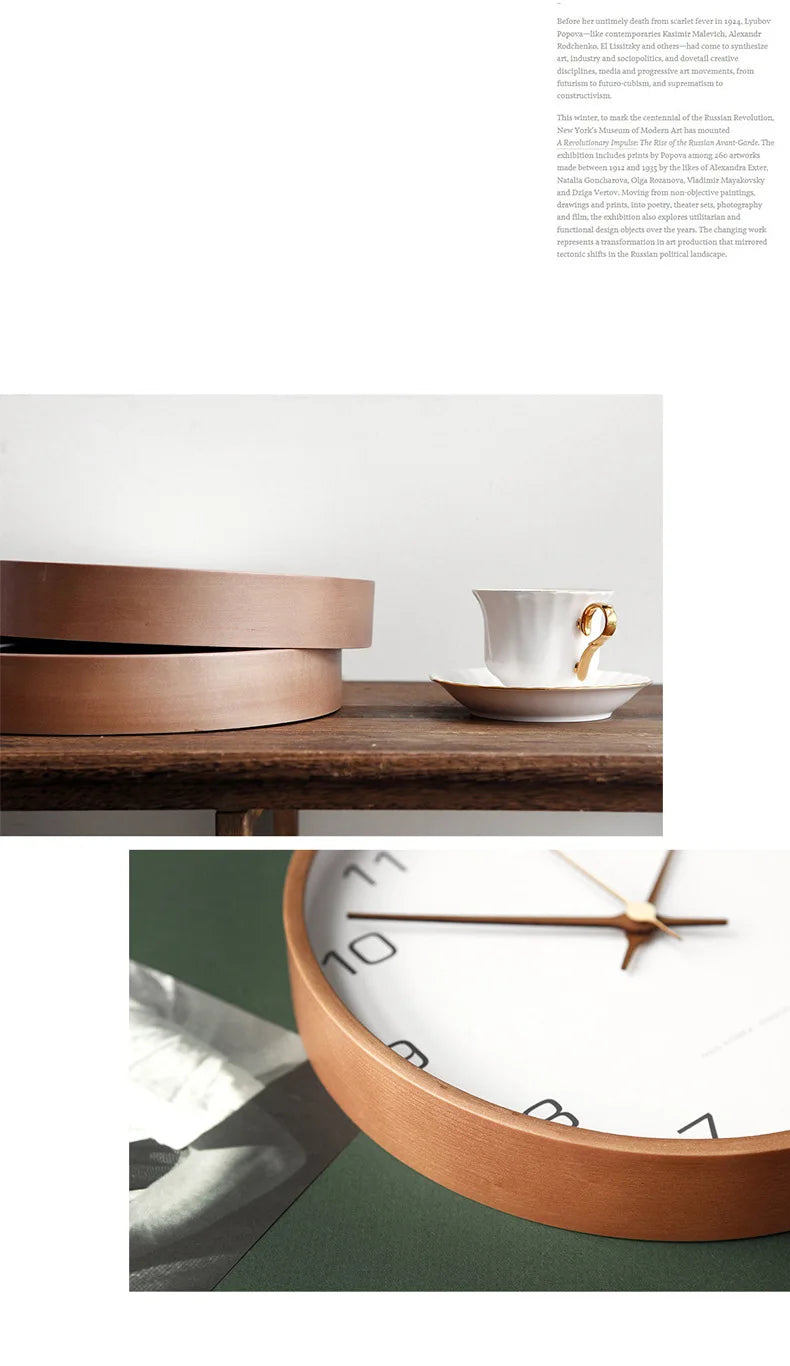 Nordic Solid Wood Wall Clock Modern Simple Creative Clocks Chinese Fashion Personality Wall Clock Living Room Bedroom Home Decor