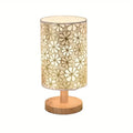 Simple cloth cover table lamp wooden base, USB power supply - three-tone light for bedroom study gifts